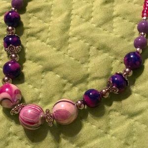 Beaded necklace purple and pink NEW